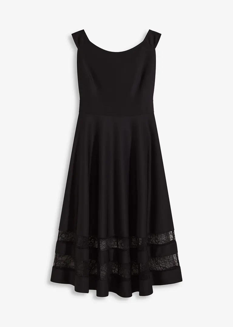 Carmen-Kleid mit Spitze in schwarz von vorne - bonprix