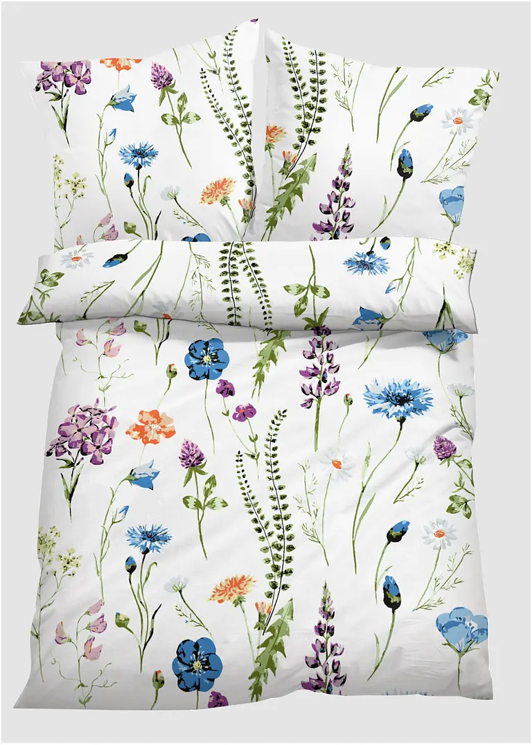 Bettwäsche mit Blumen in weiß von vorne - bonprix