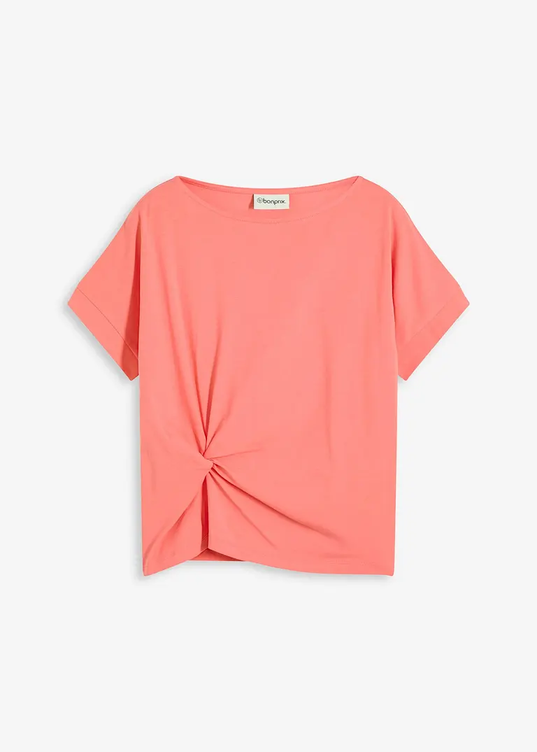 T-Shirt mit Knotendetail in pink von vorne - bonprix