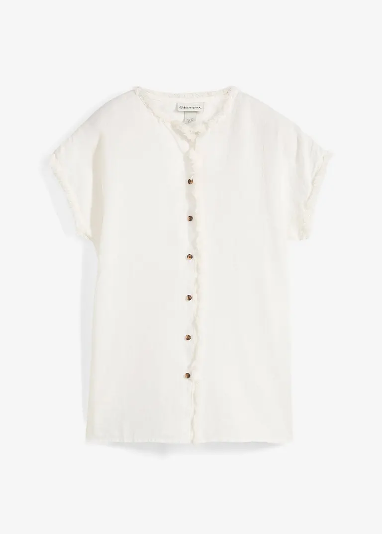 Tunikabluse aus reinem Leinen in weiß von vorne - bonprix