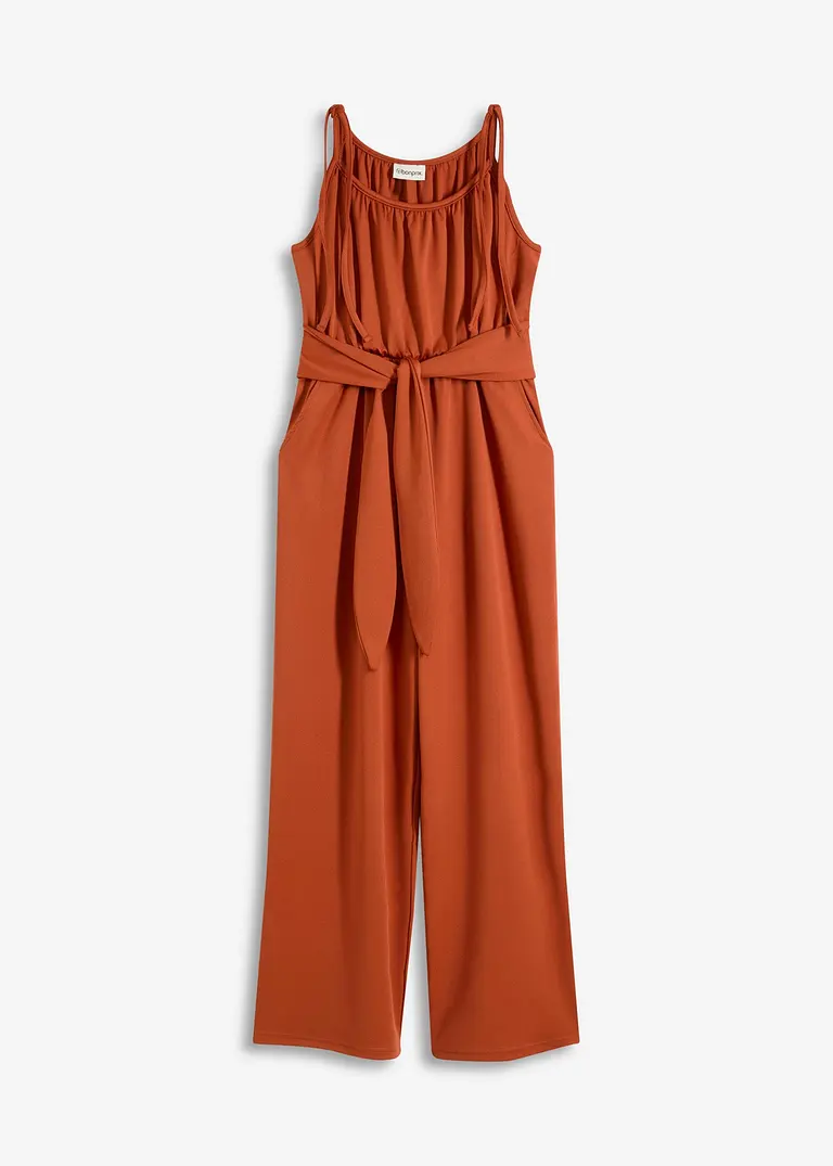Jersey-Jumpsuit in braun von vorne - bonprix
