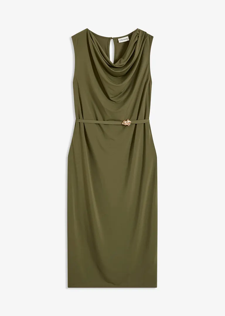 Shirtkleid mit Gürtel (2-tlg. Set) in grün von vorne - bonprix