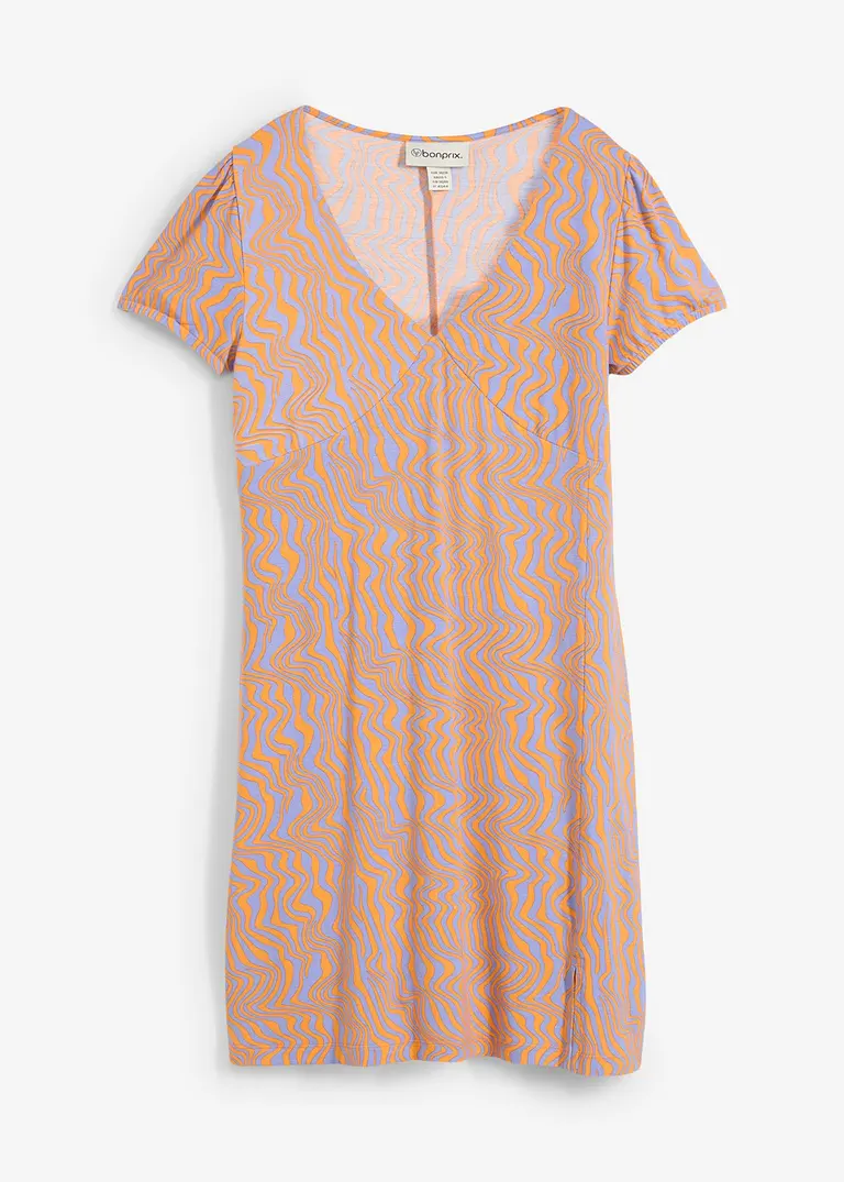 Jerseykleid aus fließendem Viskose-Mix in lila von vorne - bonprix