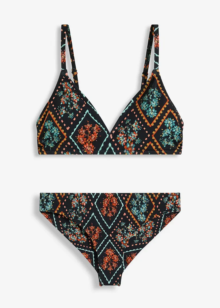 Bikini (2-tlg.Set) mit Hipster Bikinihose in schwarz von vorne - bonprix