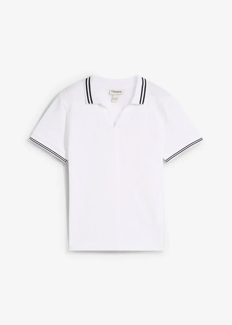 Pique-Poloshirt aus Bio Baumwolle in weiß von vorne - bonprix