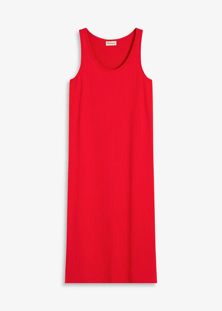 Midikleid aus weicher Rippe in rot von vorne - bonprix
