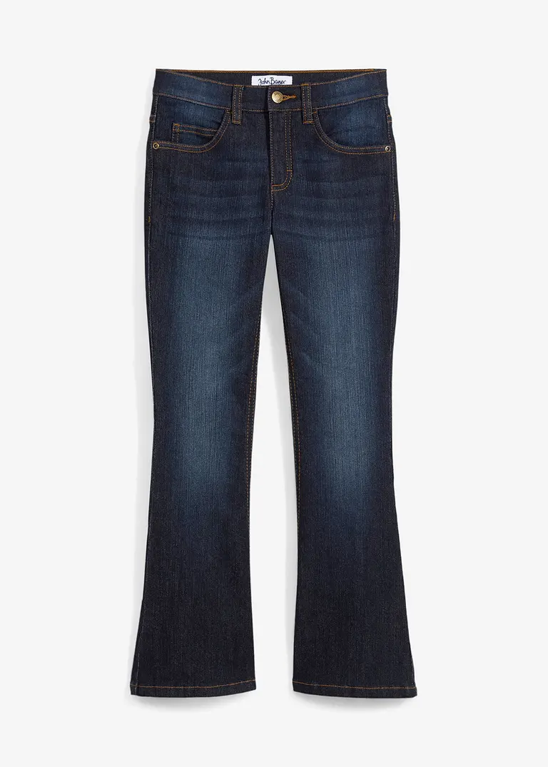 Flared-Jeans Mid Waist in blau von vorne - bonprix
