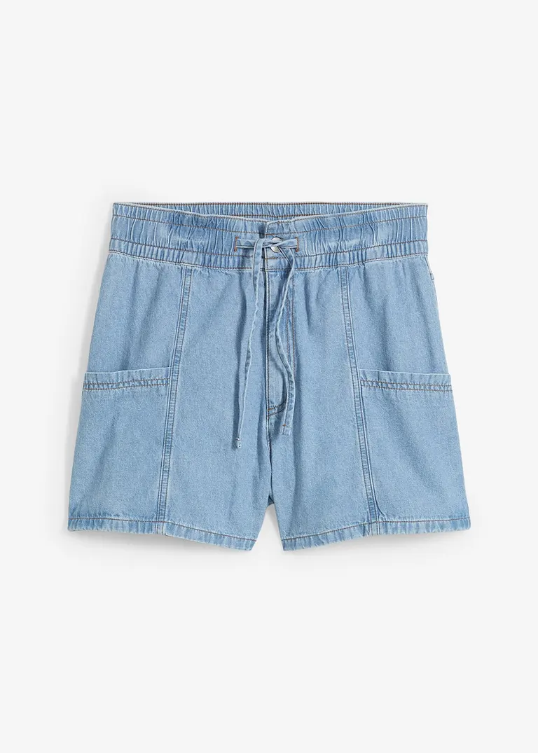 Jeans-Shorts High Waist, Bequembund in blau von vorne - bonprix