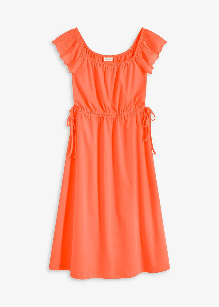 Jerseykleid aus reiner Bio-Baumwolle in orange von vorne - bonprix
