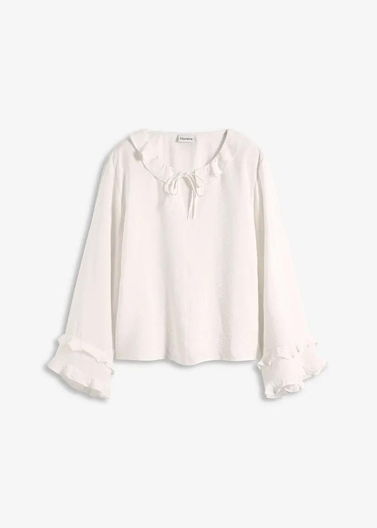 Boheme Bluse aus feinem Viskose-Mix in weiß von vorne - bonprix
