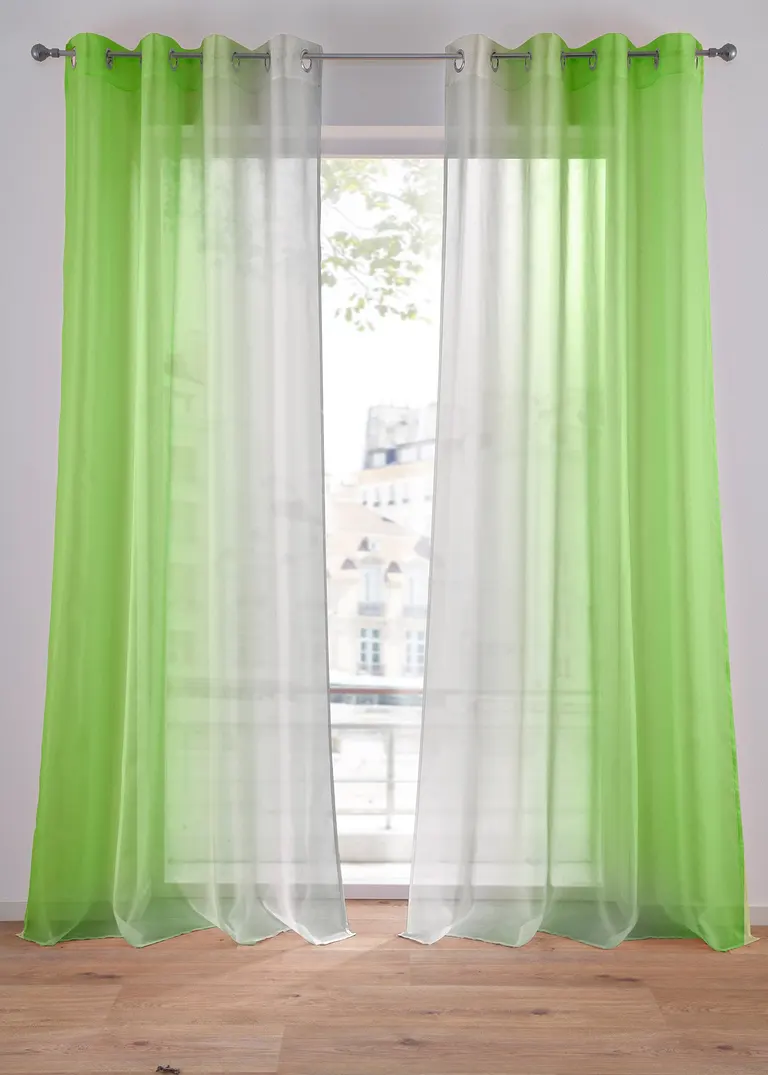 Gardinen aus leichtem Voile, auch in extralang (2er Pack) in grün - bonprix