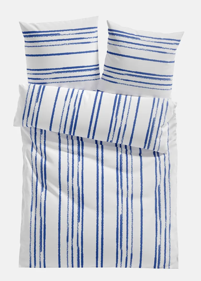 Bettwäsche mit Streifen in blau von vorne - bonprix