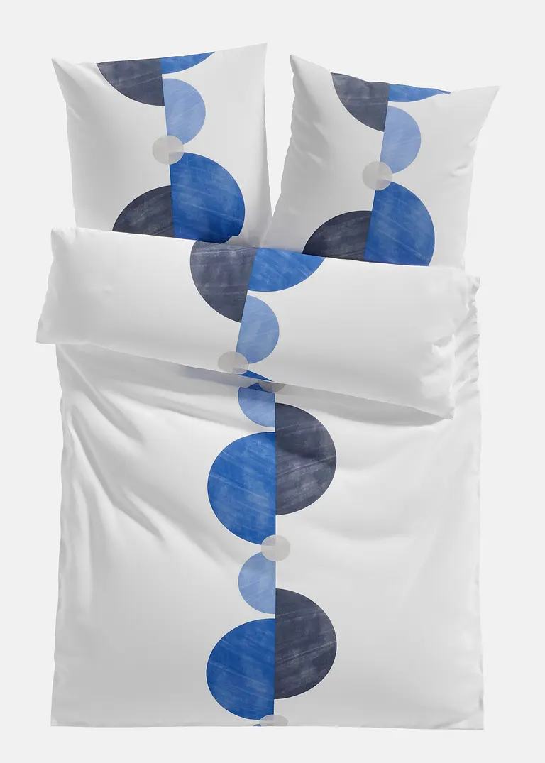 Bettwäsche mit grafischem Design in blau von vorne - bonprix