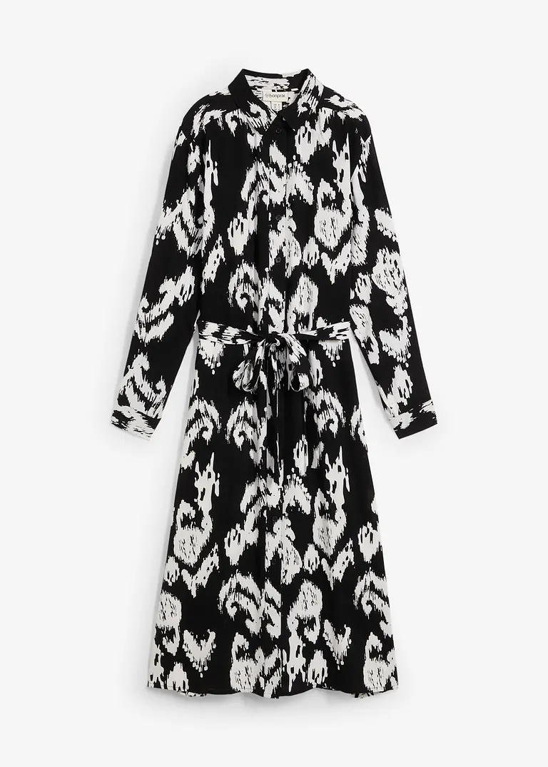 Blusenkleid aus fließender Viskose in schwarz von vorne - bonprix
