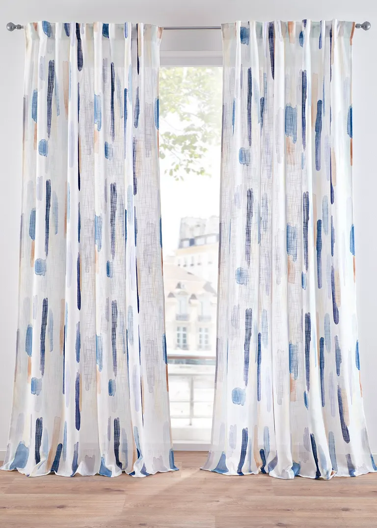 Vorhang mit Streifen Druck (1er Pack) in blau - bonprix