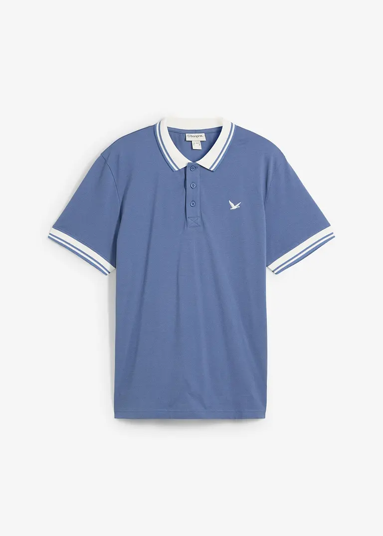 Piqué-Poloshirt aus reiner Bio-Baumwolle in blau von vorne - bonprix