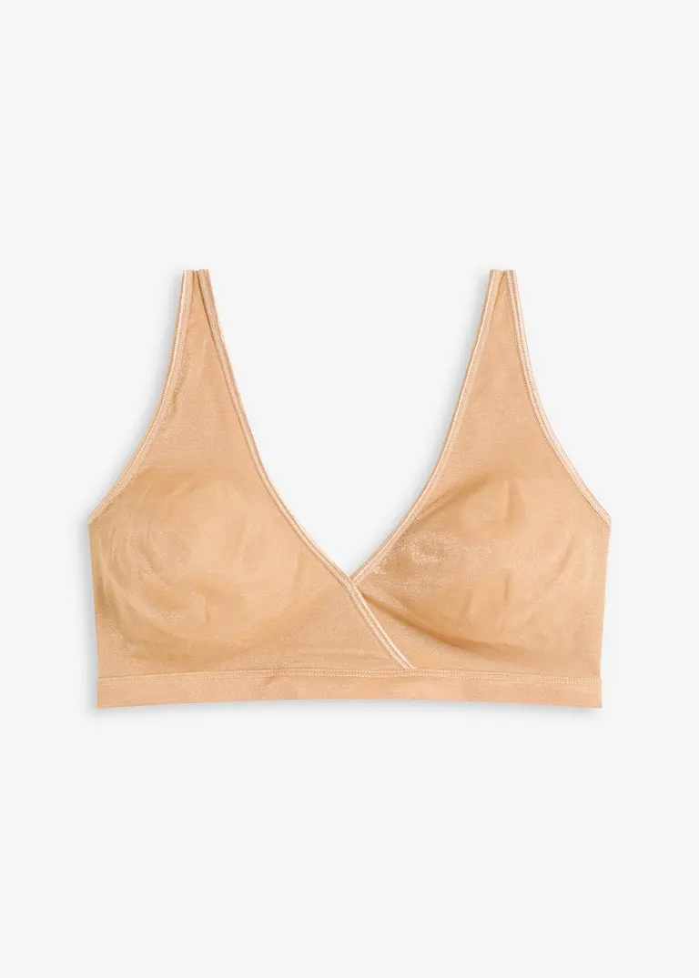 Bralette aus schimmerndem Material in braun von vorne - bonprix