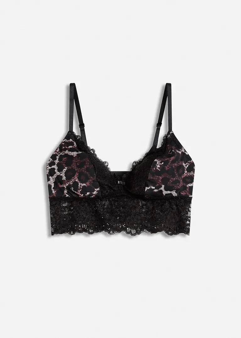 Triangel Bustier mit Spitze in schwarz von vorne - bonprix