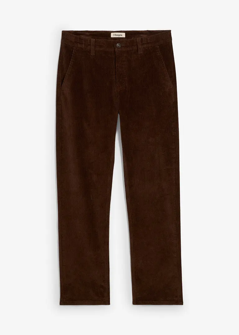 Relaxed Fit Stretch-Cordhose, Straight in braun von vorne - bonprix