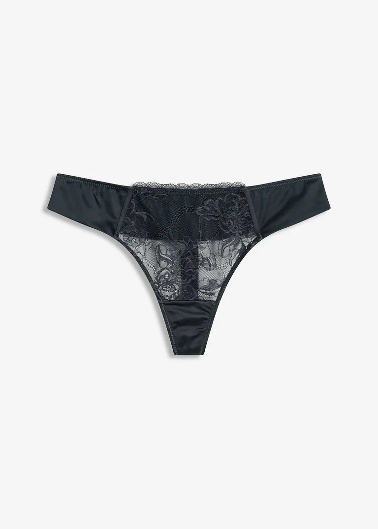 String mit Eyelash Spitze und Glanzeffekt. - blau | bonprix