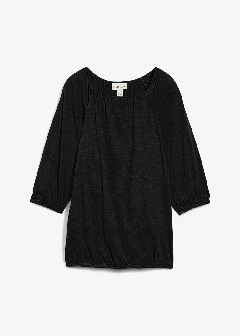 Shirtbluse aus reiner Bio-Baumwolle in schwarz von vorne - bonprix