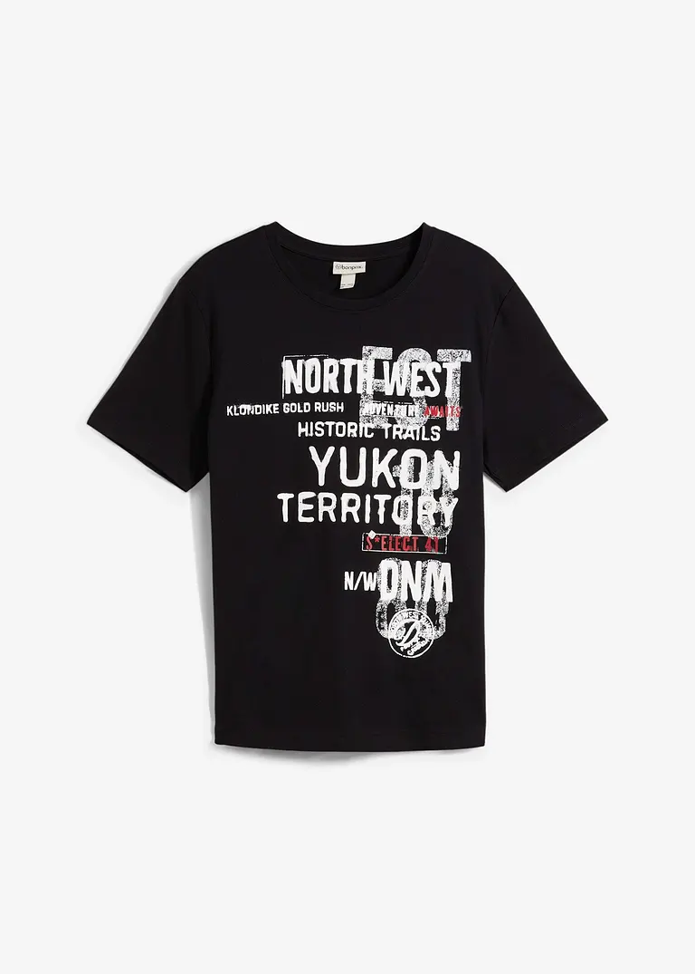 T-Shirt aus reiner Bio-Baumwolle in schwarz von vorne - bonprix
