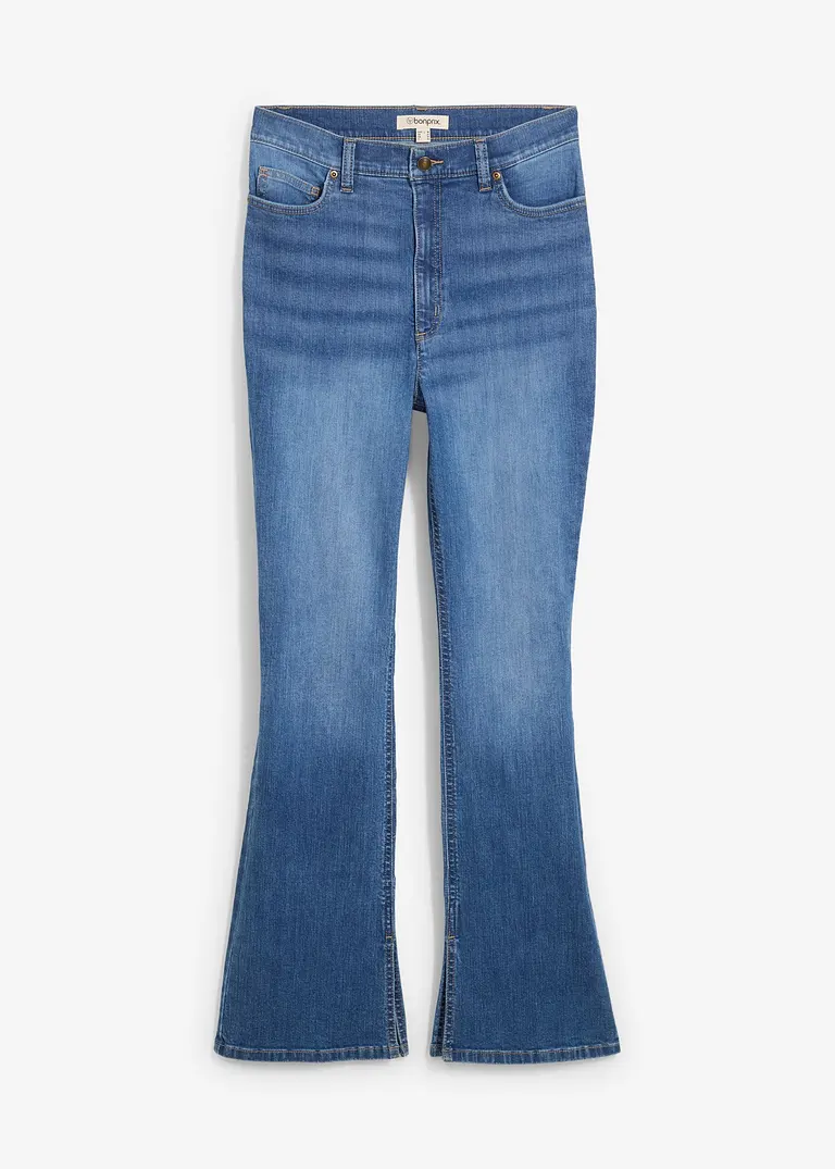 Bootcut-Jeans High Waist in blau von vorne - bonprix
