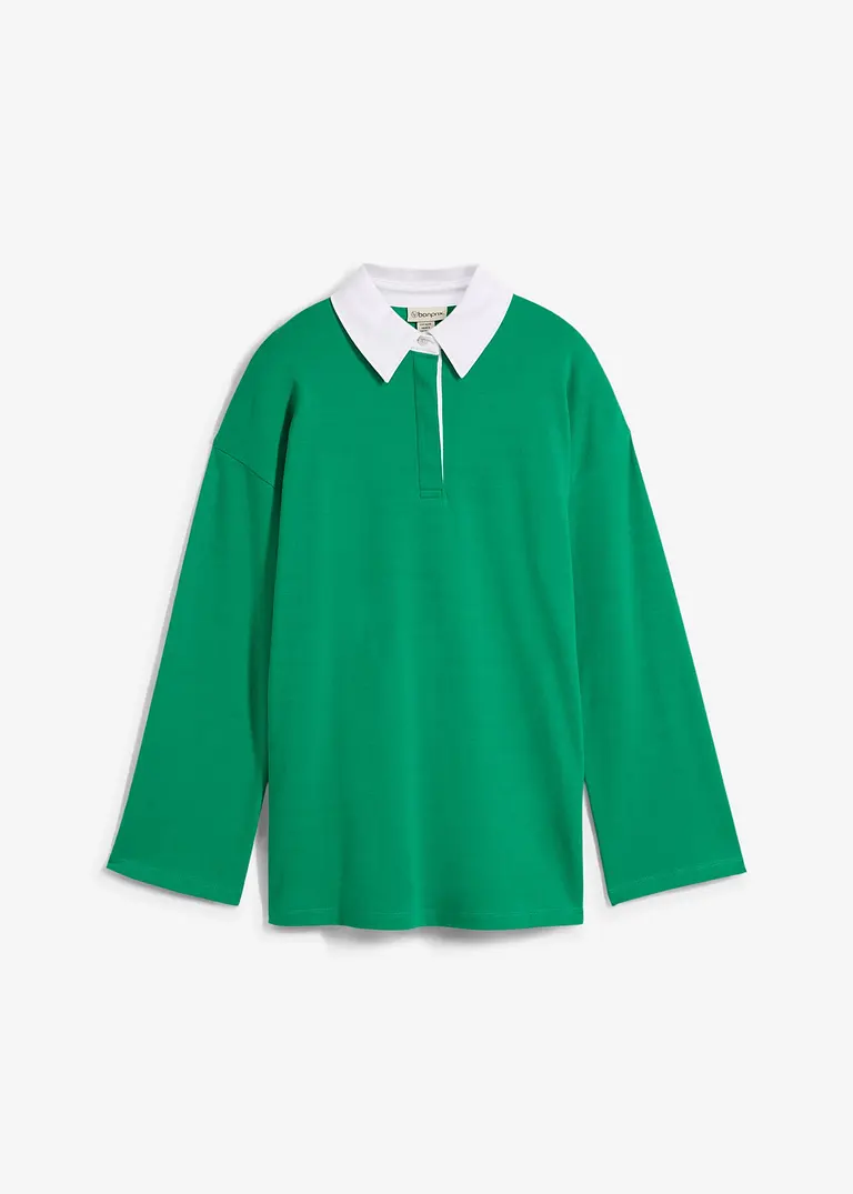 Poloshirt aus schwerer Bio-Baumwolle in grün von vorne - bonprix