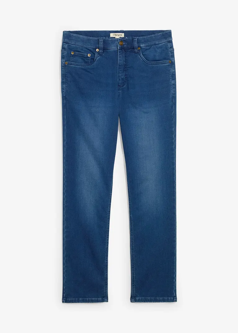 Classic Fit Jeans aus weichem Sweat-Denim mit Komfortbund, Straight in blau von vorne - bonprix