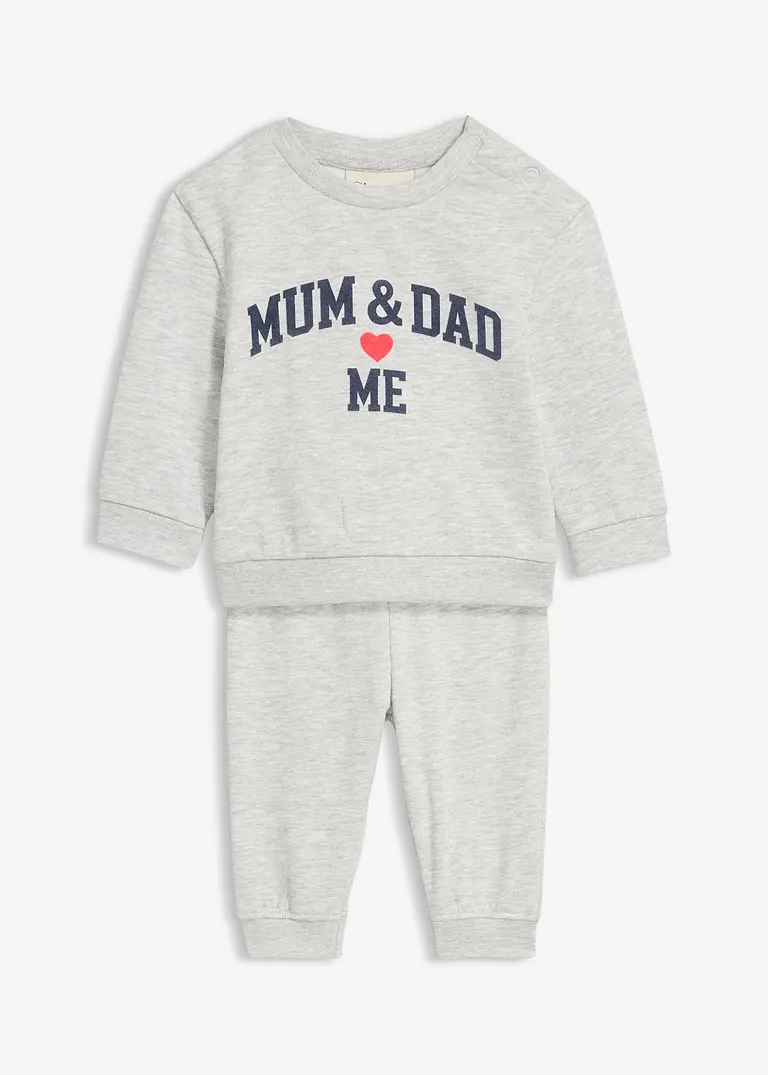 Sweatshirt und Hose (2-tlg.Set) in grau von vorne - bonprix