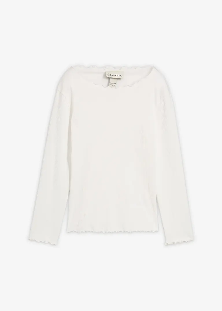 Langarmshirt aus reiner Bio-Baumwolle in weiß von vorne - bonprix