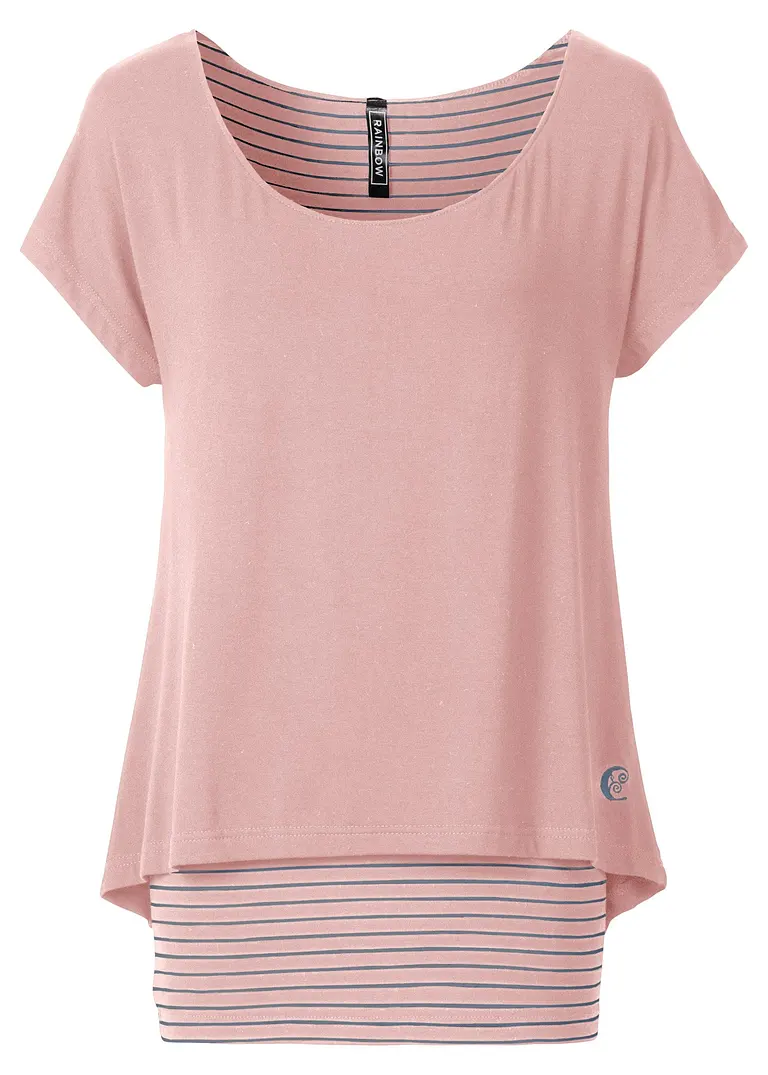 2-in-1-Shirt in rosa von vorne - bonprix