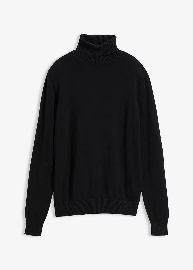Rollkragenpullover in schwarz von vorne - bonprix