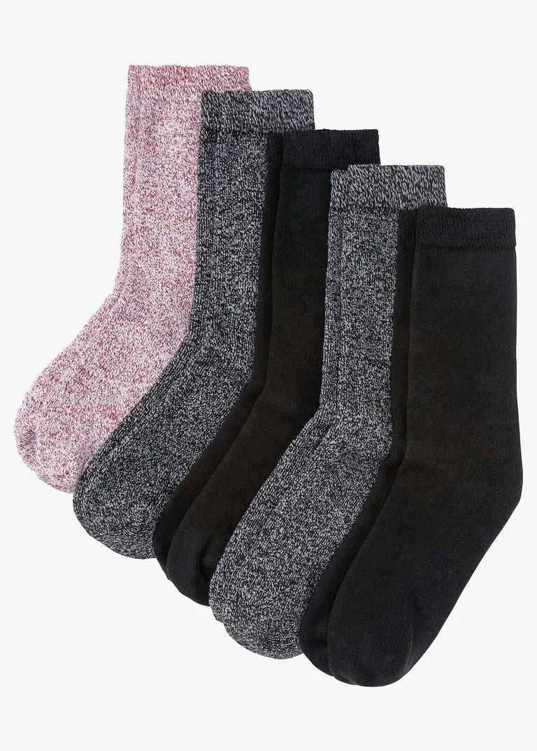 Thermo Frottee Socken mit Bio-Baumwolle (5er Pack) in schwarz von vorne - bonprix
