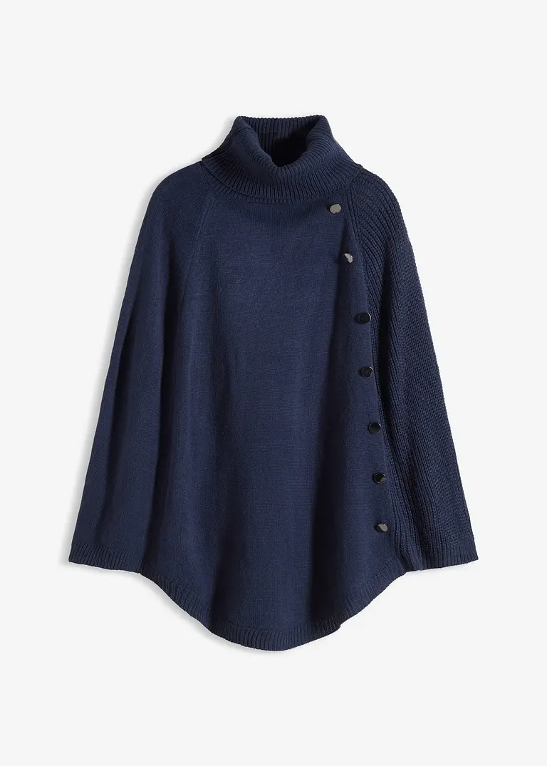 Poncho in blau von vorne - bonprix