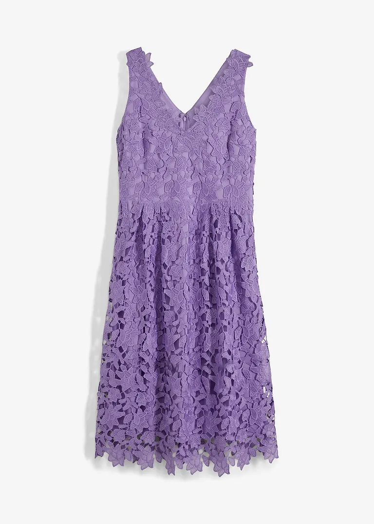Spitzenkleid mit Häkeleinsatz in lila von vorne - bonprix