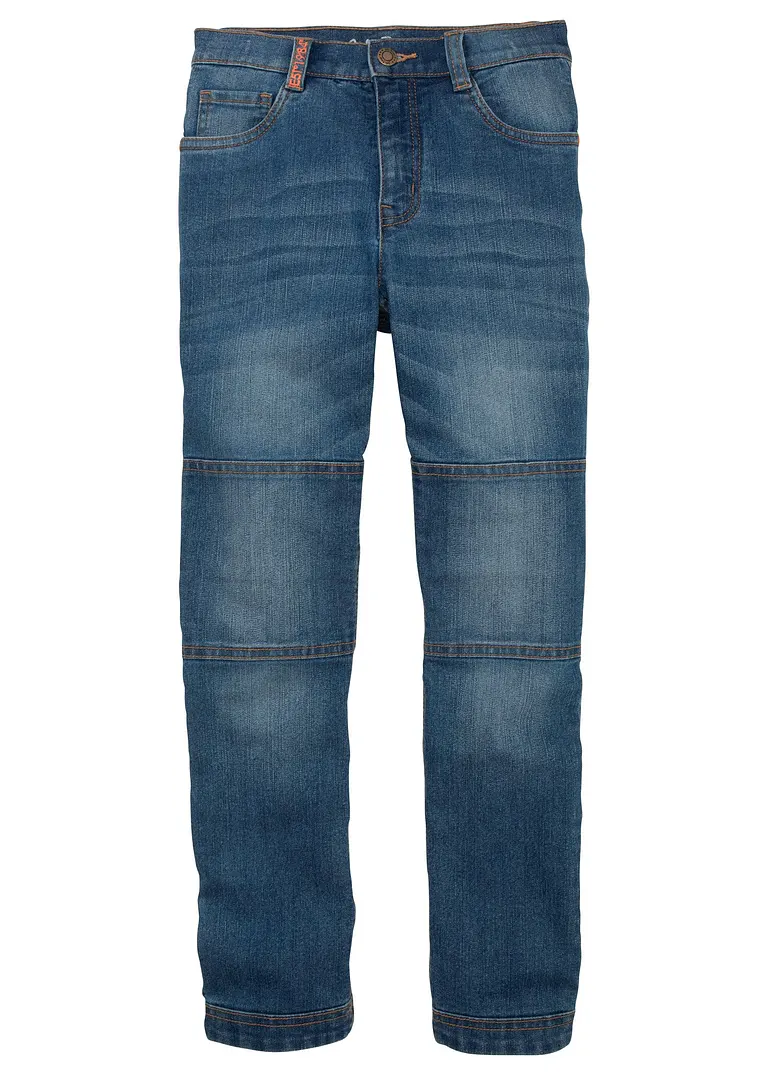 Regular Fit Stretch-Jeans mit verstärkter Kniepartie, Straight in blau von vorne - bonprix