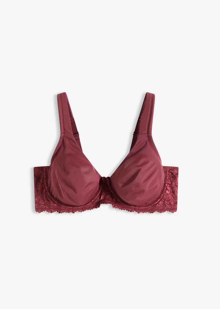 T-Shirt-BH mit gepolsterten Trägern in rot von vorne - bonprix