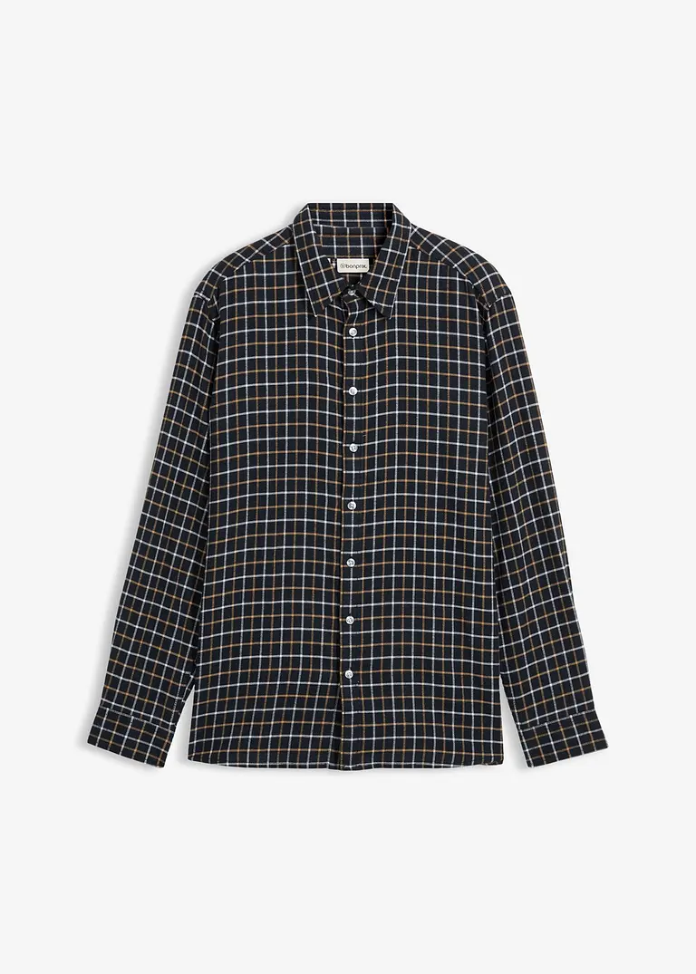 Flanell-Hemd in grau von vorne - bonprix