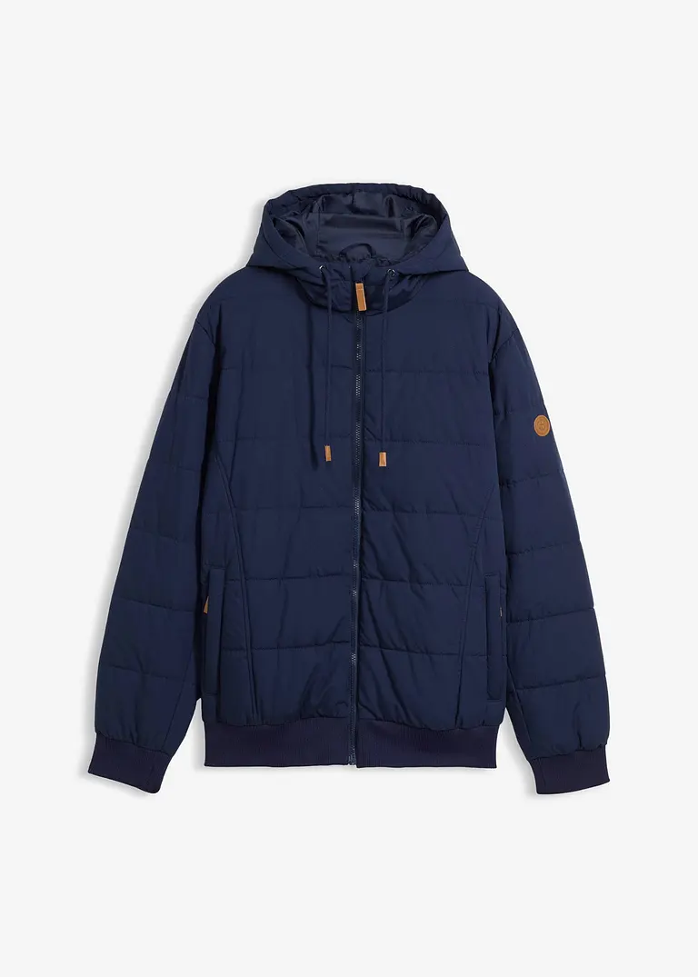 wattierte Steppjacke in Blousonform in blau von vorne - bonprix