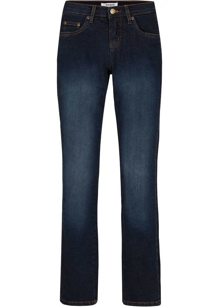Slim Straight Jeans Mid Waist, Stretch in blau von vorne - bonprix
