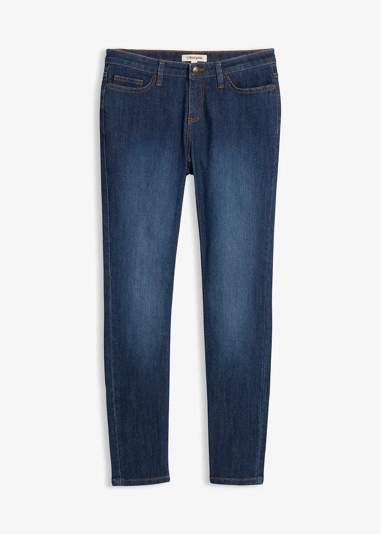 Skinny Jeans Mid Waist, Stretch in blau von vorne - bonprix