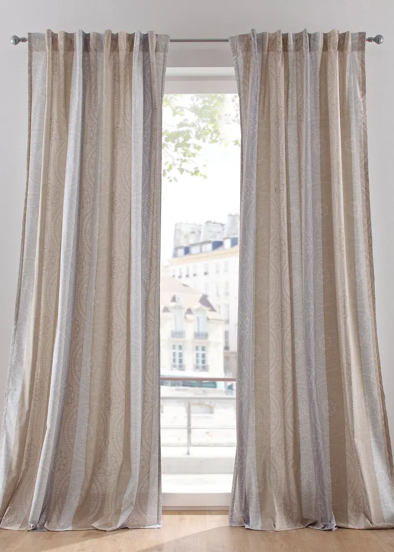 Vorhang mit Streifen mit recyceltem Polyester (1er Pack) in beige - bonprix