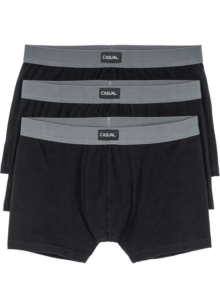 Boxershorts eng mit Baumwolle (3er Pack) in schwarz von vorne - bonprix