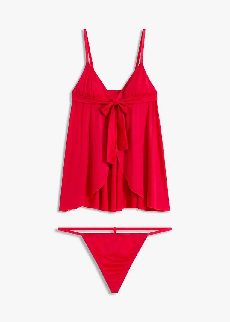 Babydoll + Höschen (2-tlg.Set) in rot von vorne - bonprix