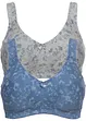 jeansblau + graumelange geblümt