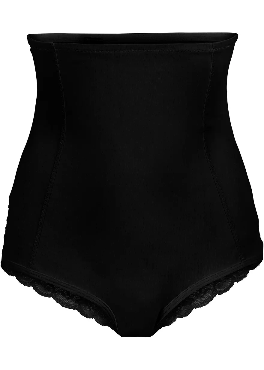 Shape Panty mit Spitzeneinsatz und starker Formkraft in schwarz von vorne - bonprix