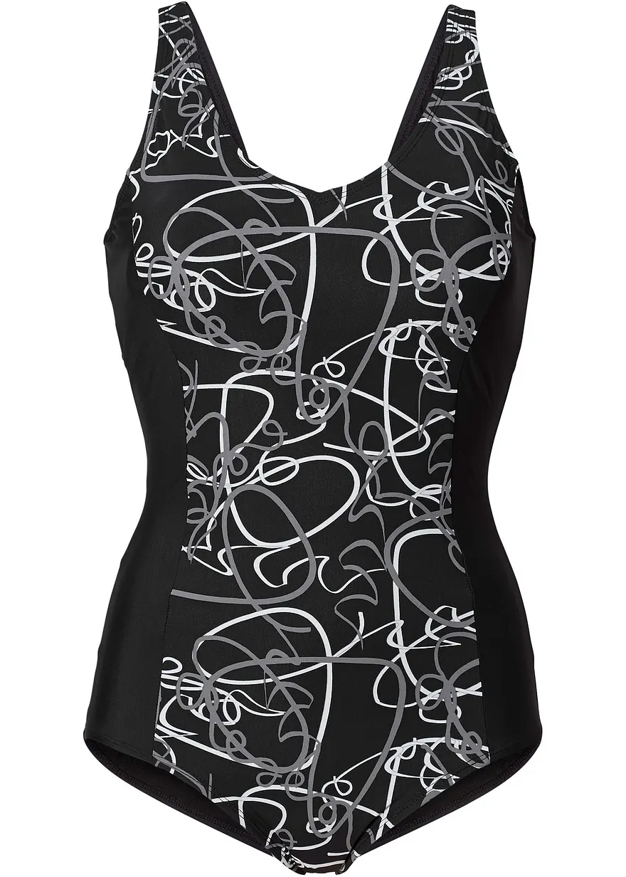 Light Shape-Badeanzug mit V-Ausschnitt in schwarz - bonprix