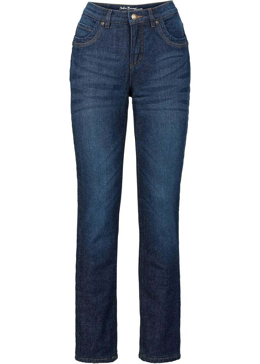 Straight-Jeans High Waist, Thermo in blau von vorne - bonprix