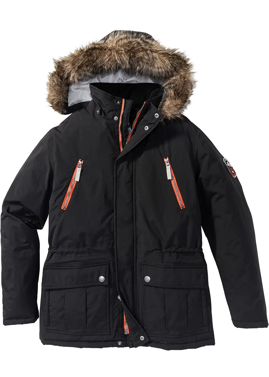 wasserabweisender Parka in schwarz von vorne - bonprix